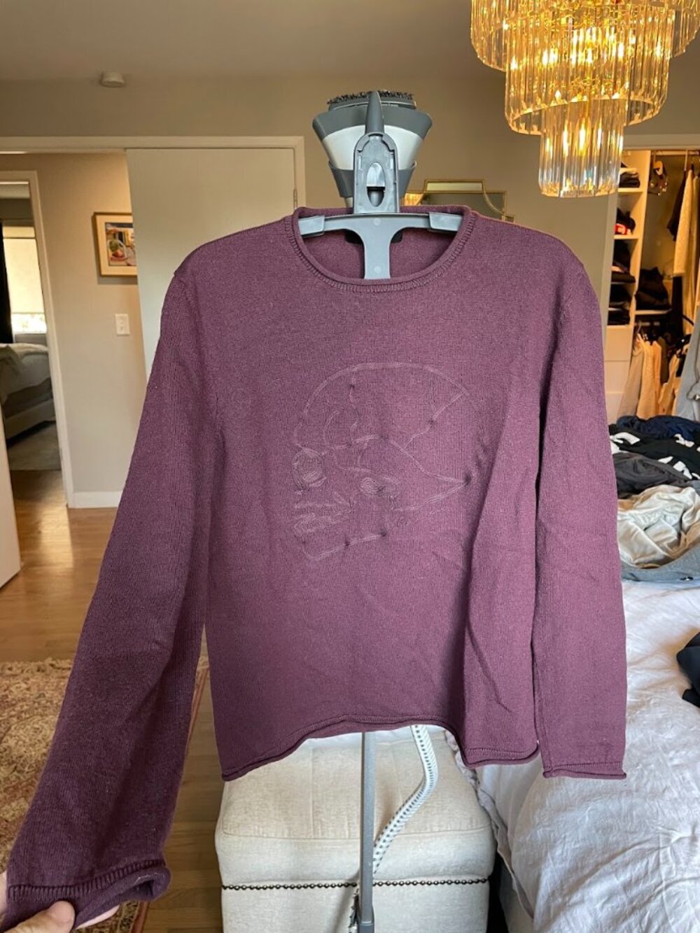 Burgundy Skull Sweater